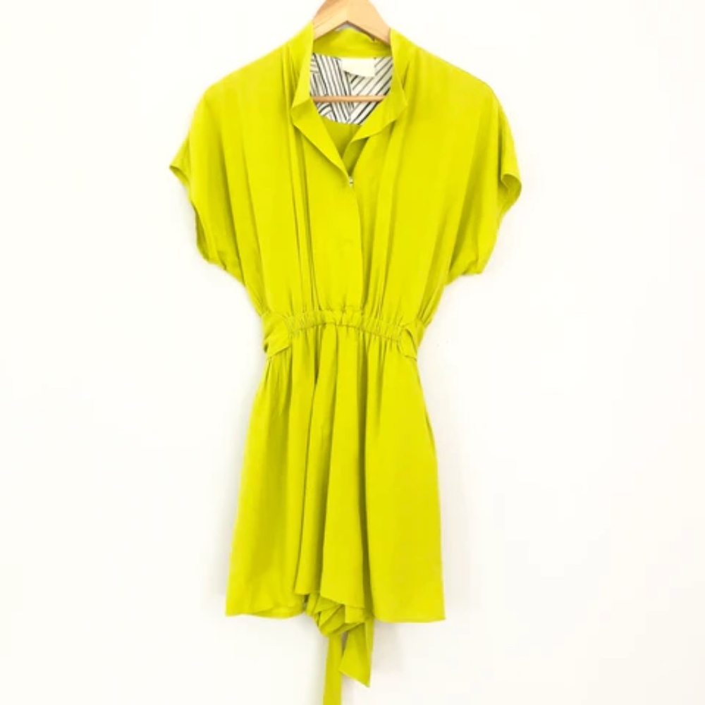 Anthropologie Maeve Chartreusse Tourista Romper Sz 4P